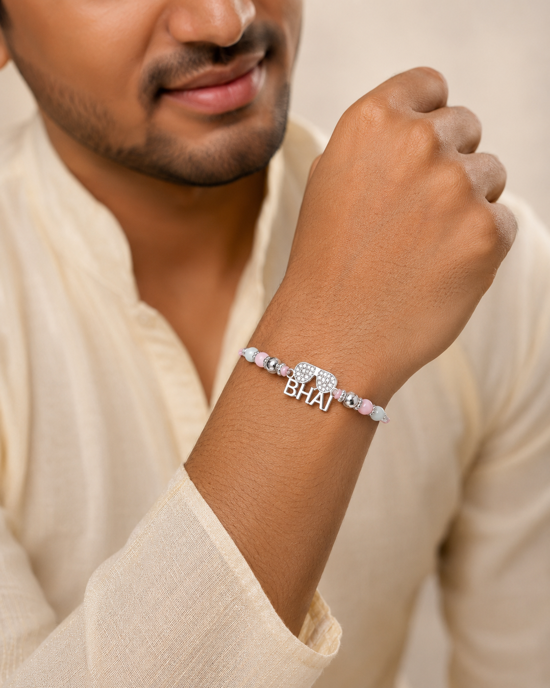 'BHAI' Sunglasses CZ Studded Pastel Rakhi