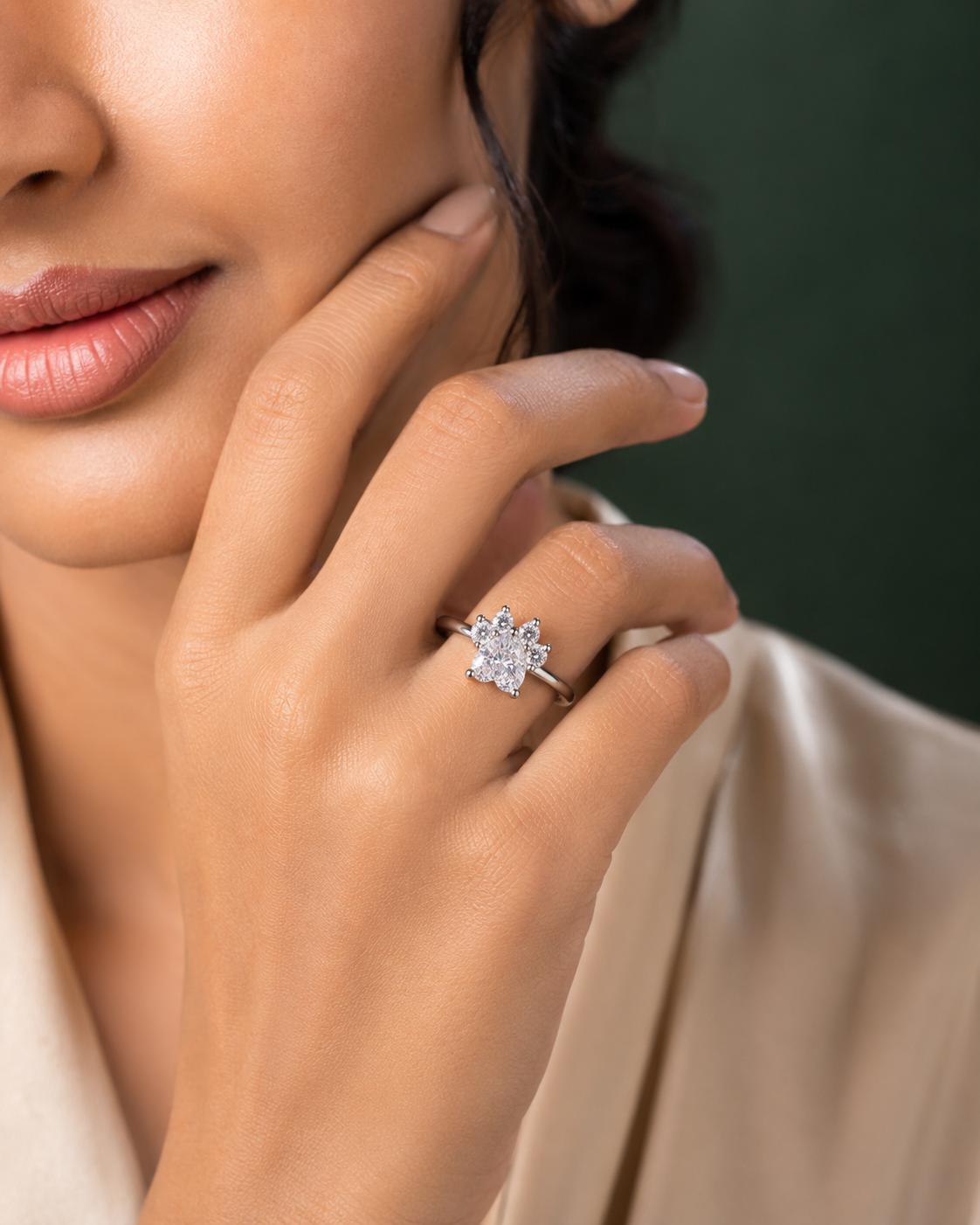 Paw Print Adjustable CZ Ring for Women