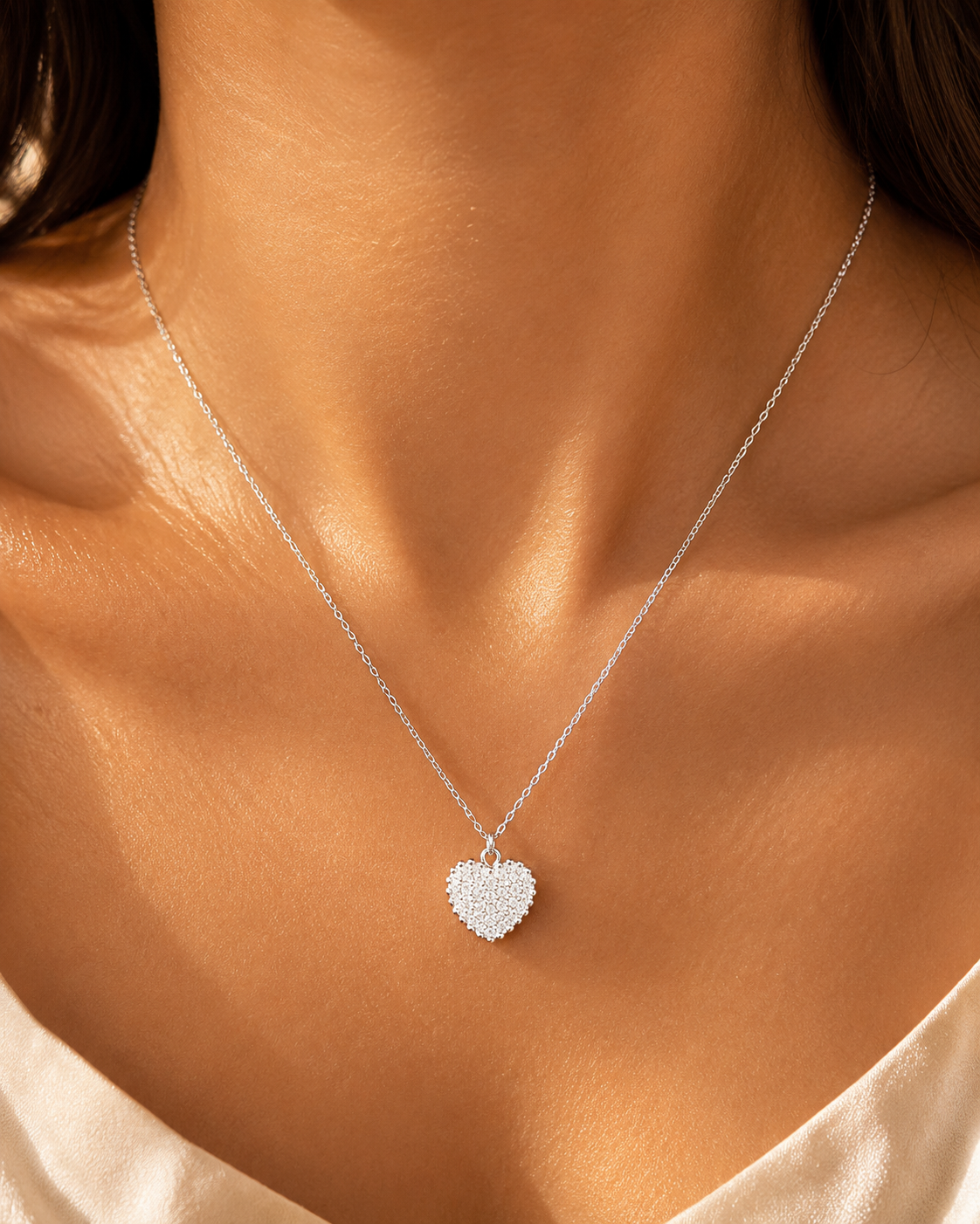 Pave Heart Pendant Necklace