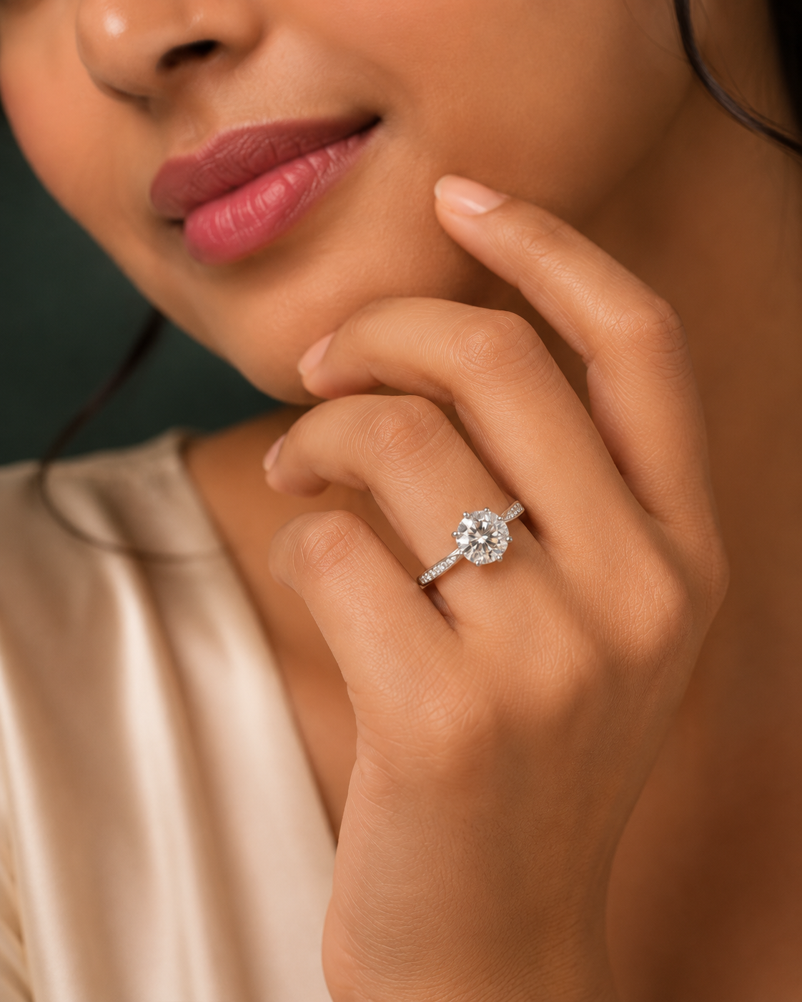 Round Solitaire Crown Adjustable Ring | Classic CZ Engagement Ring