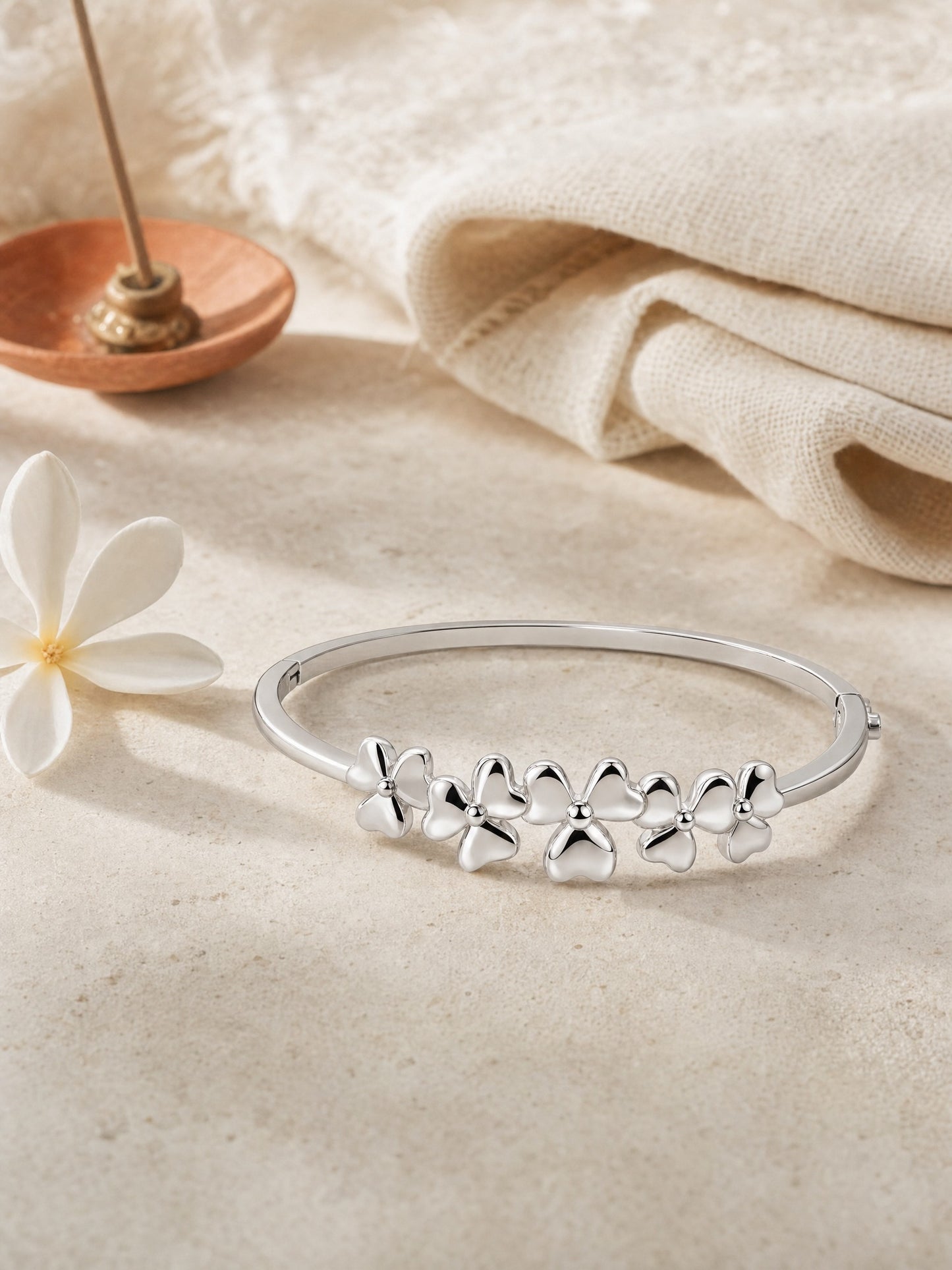 925 Sterling Silver Paw Print Bangle Bracelet - ARU-BRC-0028_lifestyle