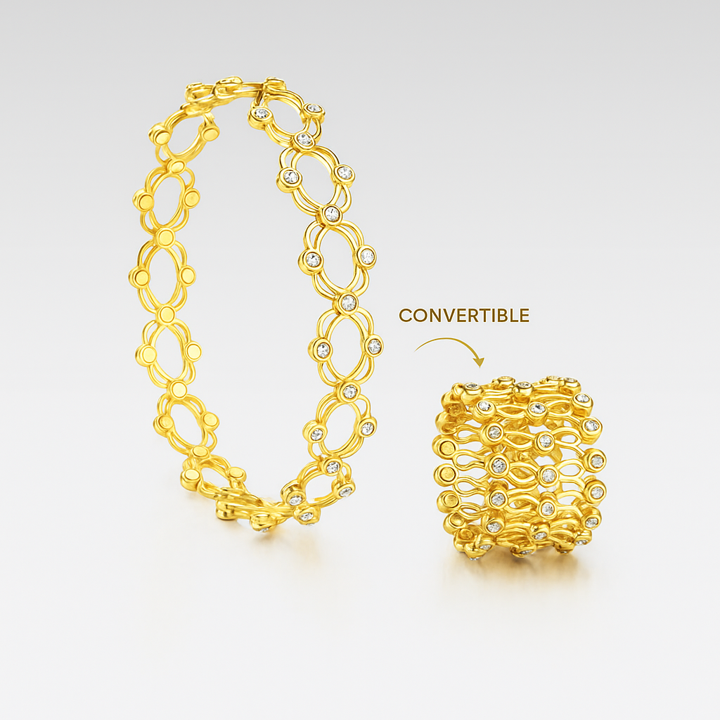 Golden Convertible Bracelet into Ring