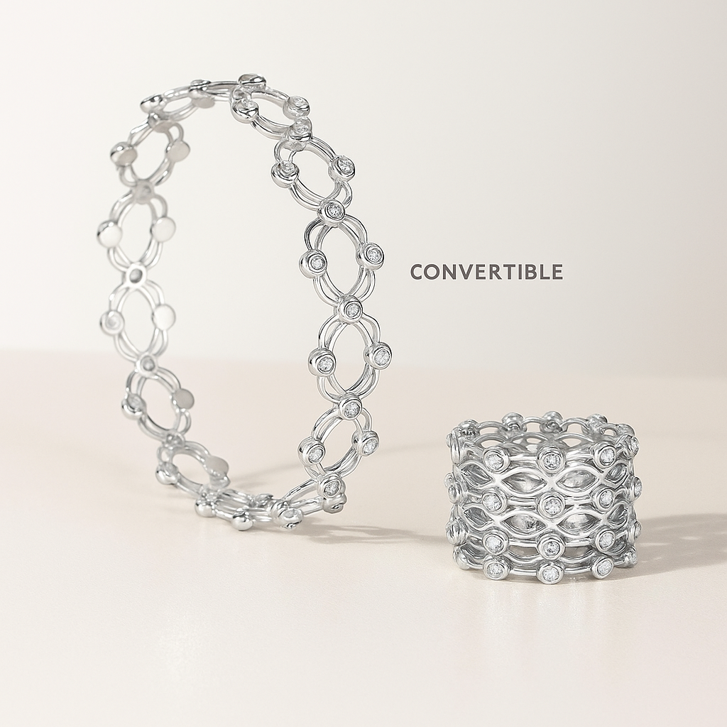 Silver Convertible Bracelet into Ring