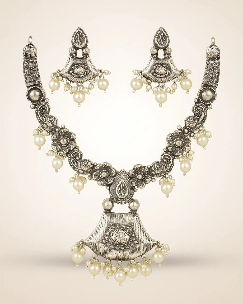 Heritage Bloom Oxidised Necklace Set