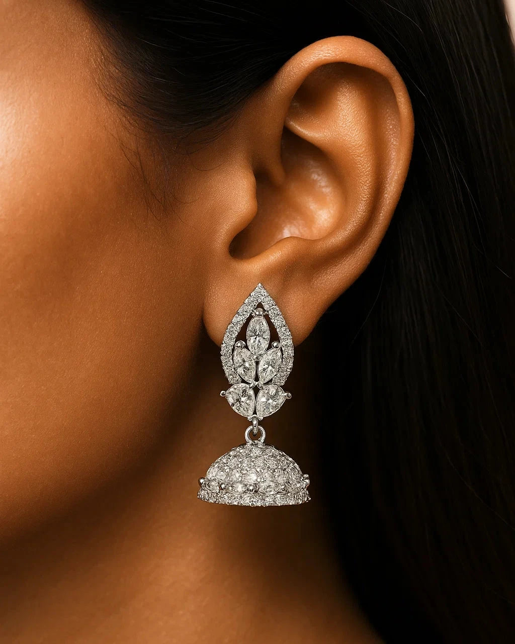 Sparkling Jhumka Style Crystal Drop Earrings