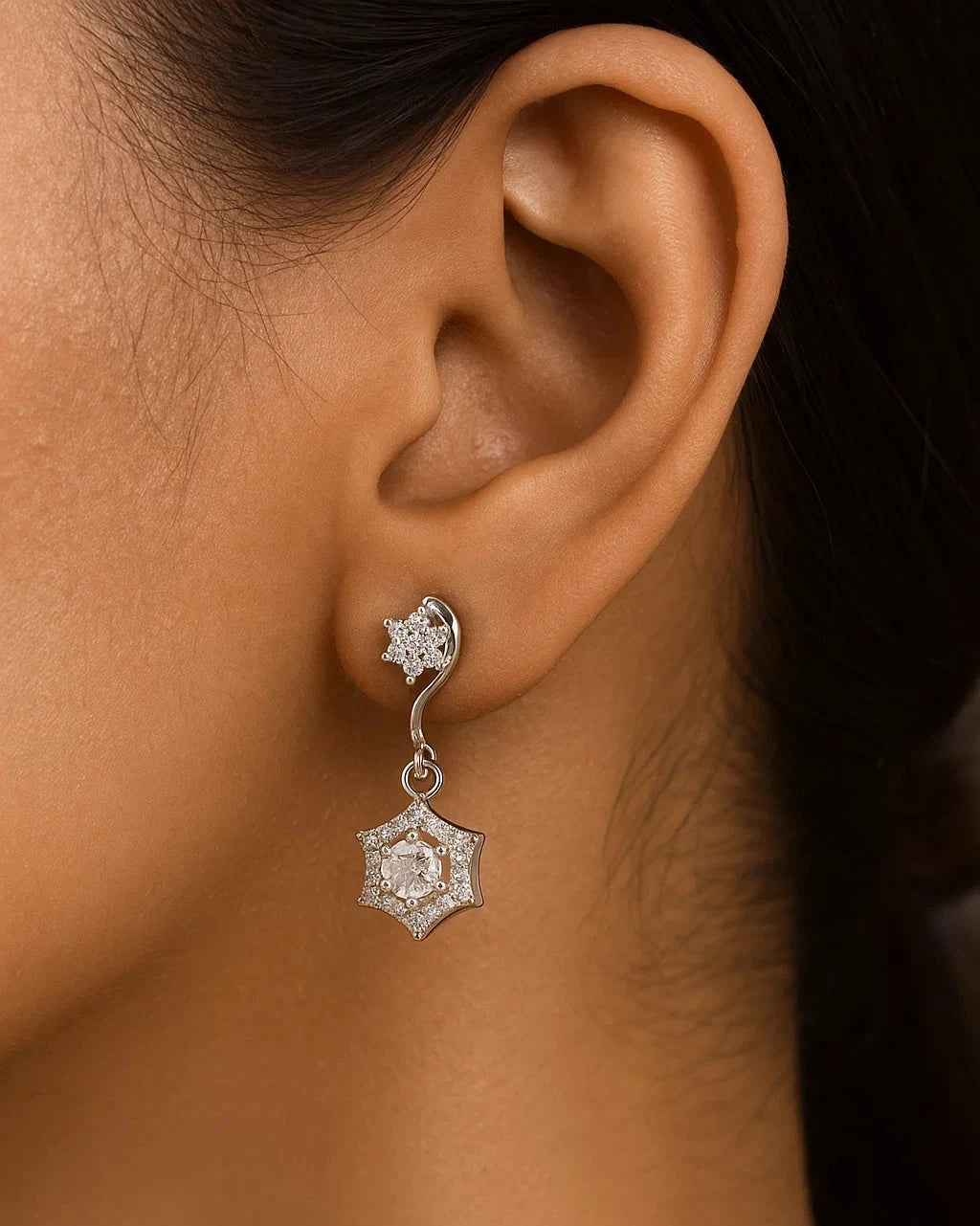 Crystal Floral Drop Earrings