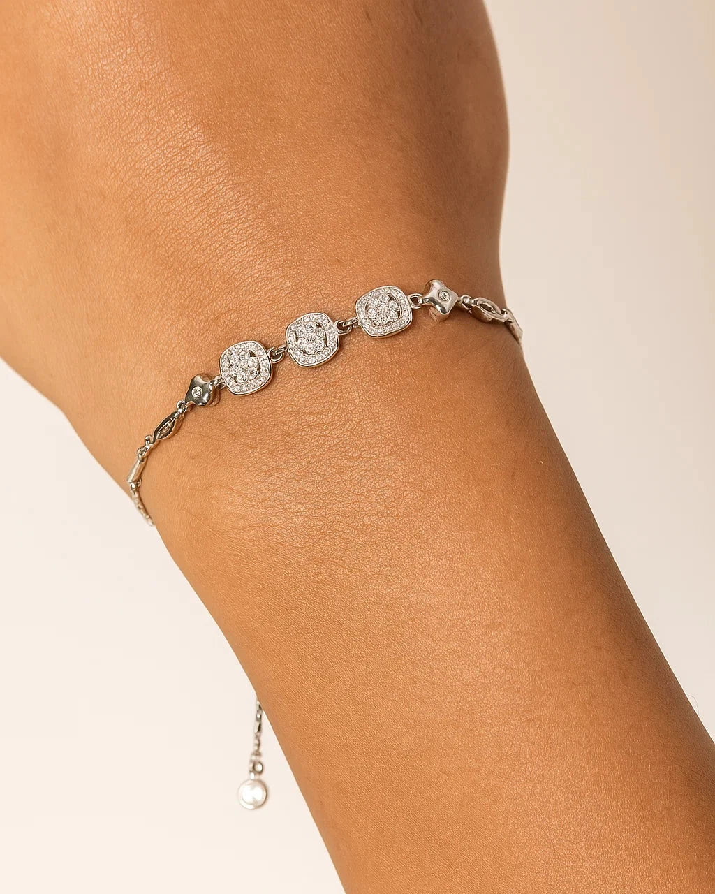 Cushion-Cut Sparkle Adjustable Bracelet