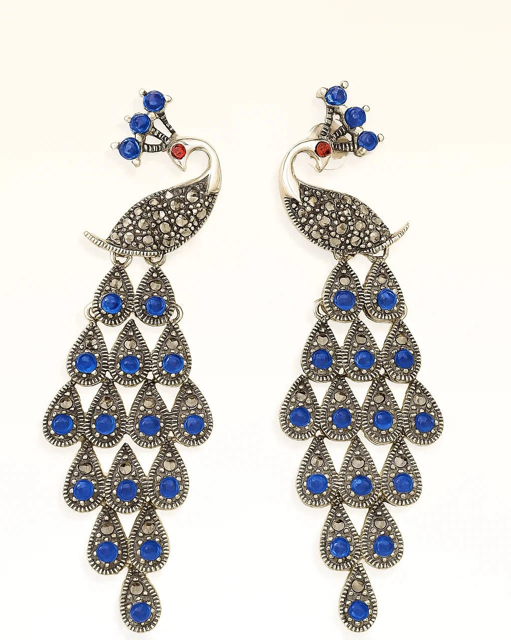 Long Peacock Tail Earrings