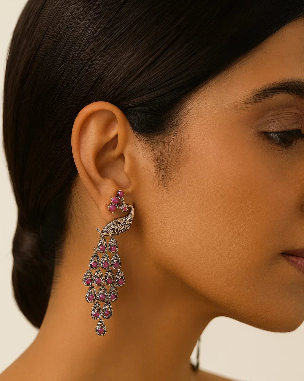 Long Peacock Tail Earrings