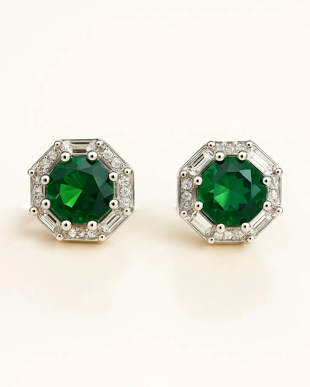 Regal Emerald Halo Studs