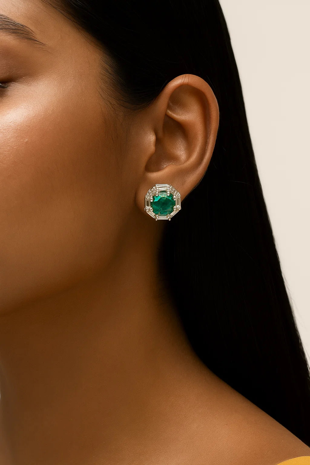 Regal Emerald Halo Studs