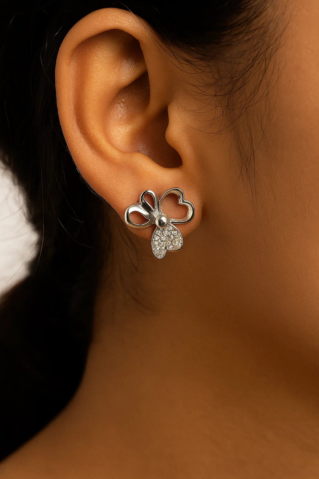 Flutter Charm Heart Studs