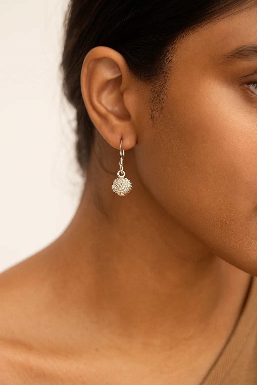 Twisted Sphere Sterling Silver Dangle Earrings