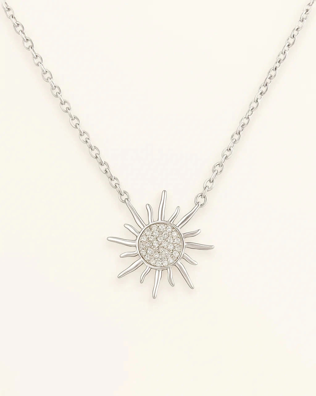 Silver Sunburst Pendant Necklace