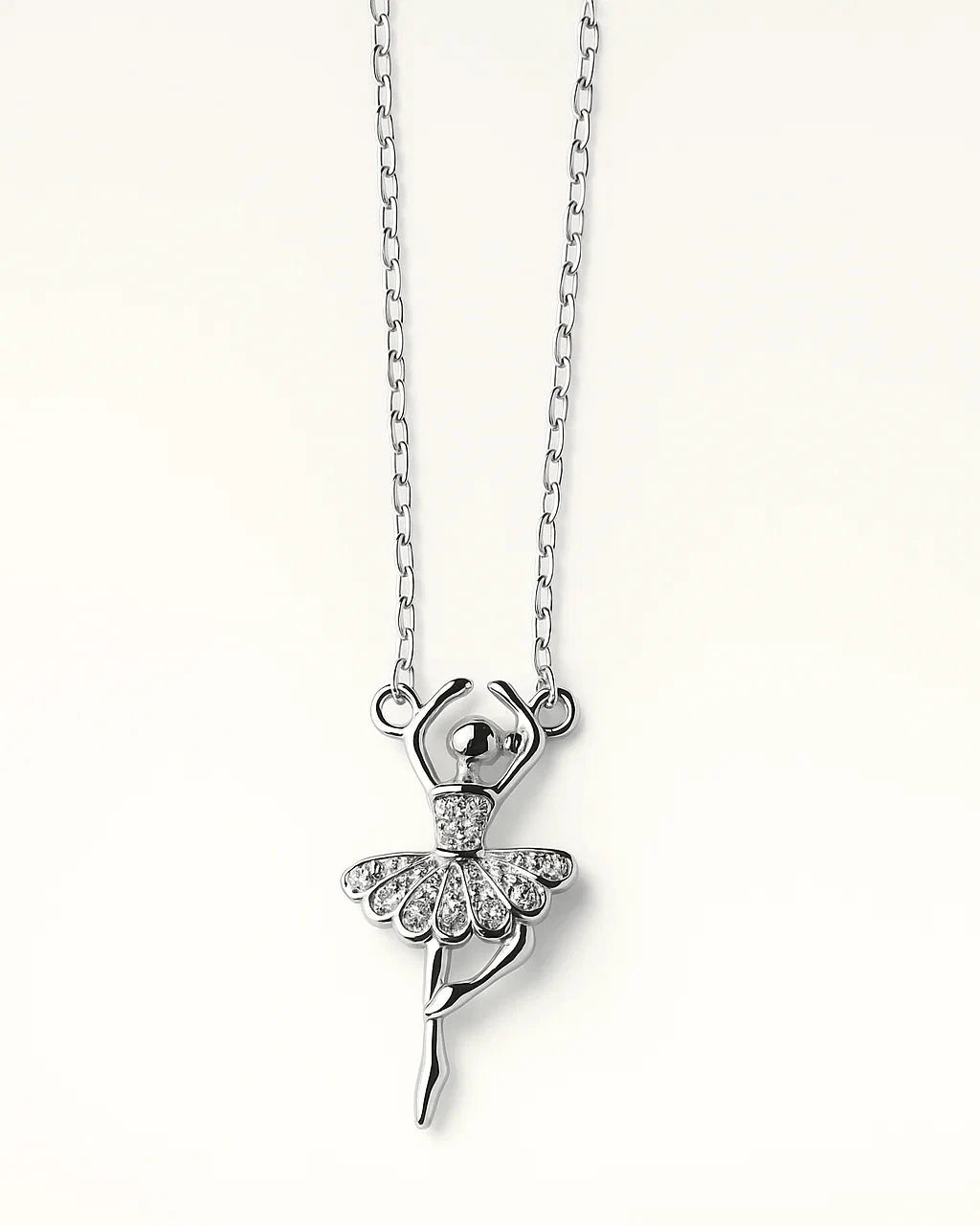 Silver Ballerina Pendant Necklace