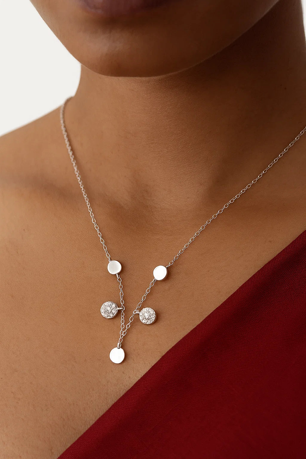 Silver Minimal Circle Drop Necklace