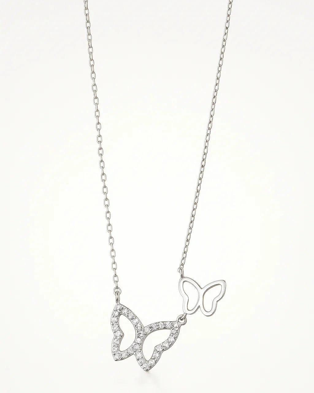 Silver Dual Butterfly Necklace