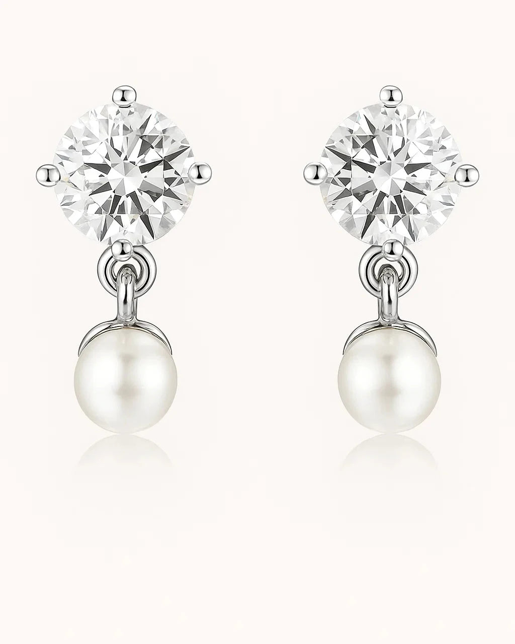 Silver Solitaire & Pearl Drop Earrings