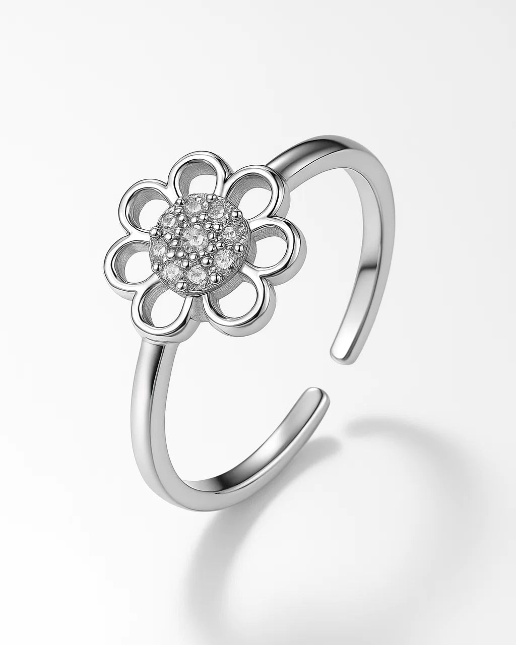 Daisy Ring with Cubic Zirconia Center