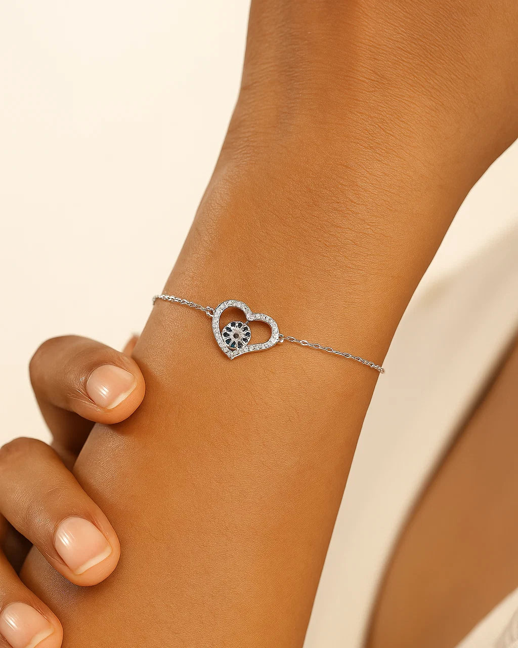 Heart-Shaped Evil Eye Bracelet
