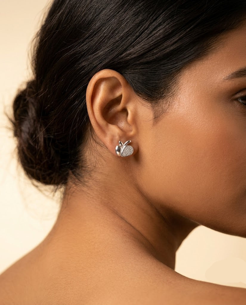 Sweet Orchard Silver Apple Stud Earrings