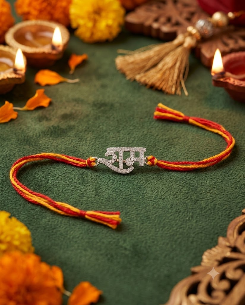 Lord Ram Script Sterling Silver Rakhi