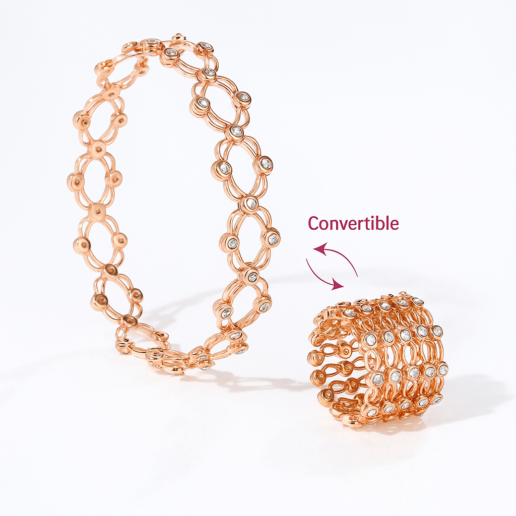 Rose Gold Convertible Bracelets into Ring