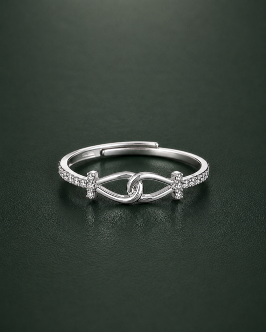 925 sterling silver adjustable infinity knot ring for women