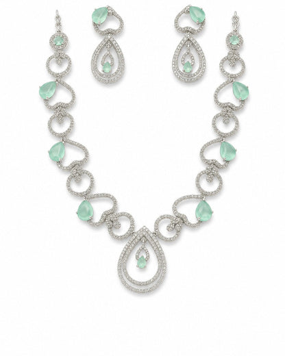 Seafoam Chalcedony Paisley Teardrop Necklace & Earrings Set - 1098_hero