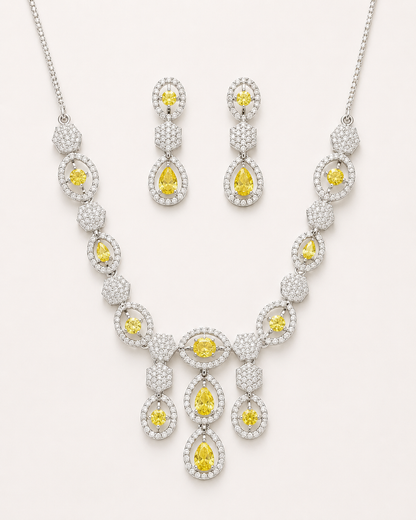 Royal Radiance Yellow Stone Necklace Set