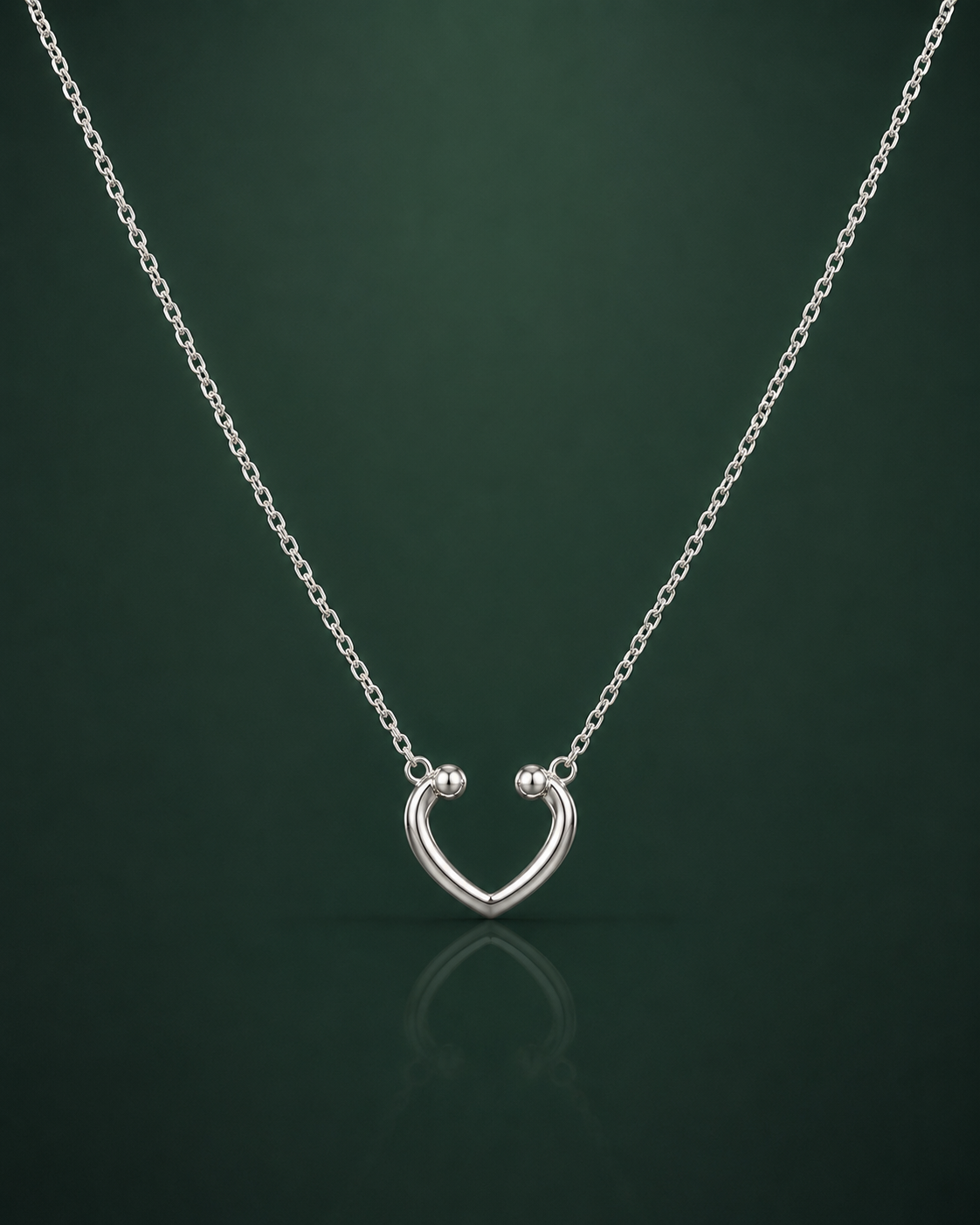 925 Sterling Silver Open Embrace Heart Pendant Necklace