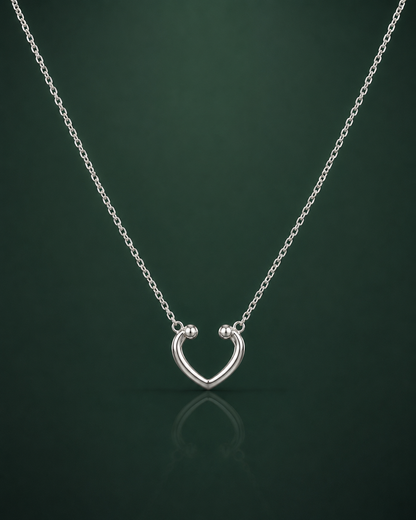 925 Sterling Silver Open Embrace Heart Pendant Necklace