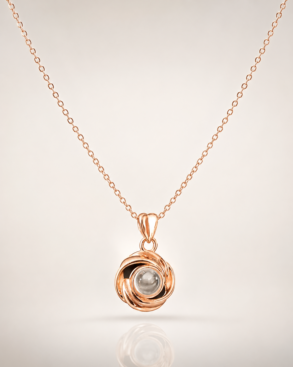 Elegant Rose Gold Pendant Necklace with Pearl Center