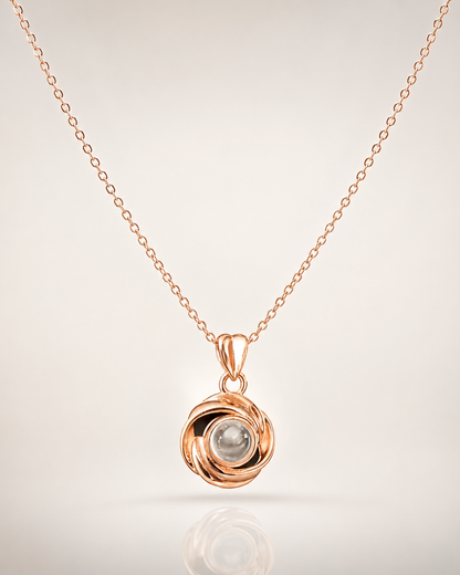 Elegant Rose Gold Pendant Necklace with Pearl Center