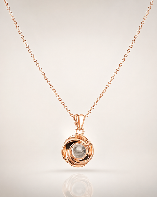Elegant Rose Gold Pendant Necklace with Pearl Center