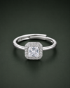 Princess Cut Halo Solitaire Adjustable Ring for Women | CZ Engagement Promise Ring