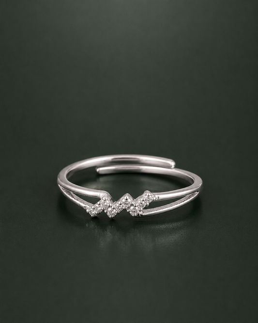 925 sterling silver Aquarius zodiac-inspired adjustable ring