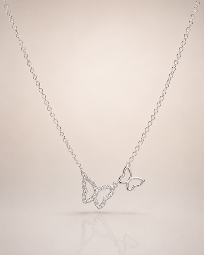 Silver Dual Butterfly Necklace