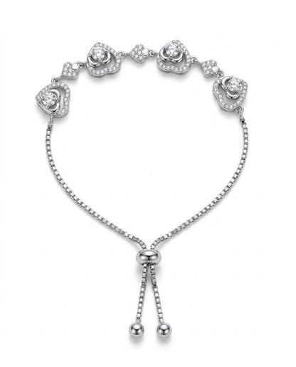 Adjustable Love Charm Sterling Silver Heart Bracelet