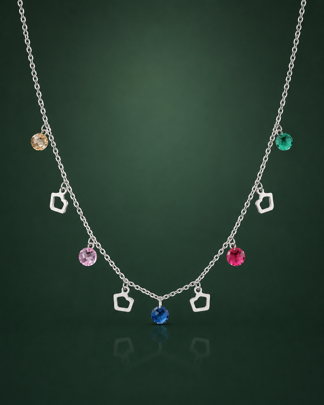 Multicolor Crystal Charm Necklace for Women