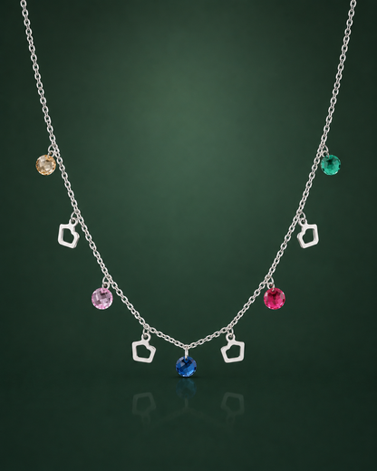 Multicolor Crystal Charm Necklace for Women