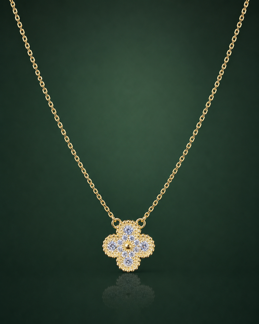 925 sterling silver clover flower pendant necklace