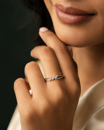 925 sterling silver Aquarius zodiac-inspired adjustable ring