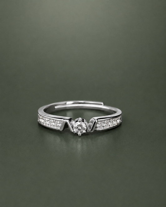 925 sterling silver chevron solitaire adjustable ring