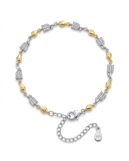 Two-Tone Tulip Bracelet with Sparkling CZ Stones