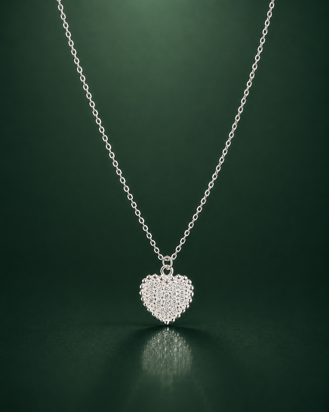 Pave Heart Pendant Necklace