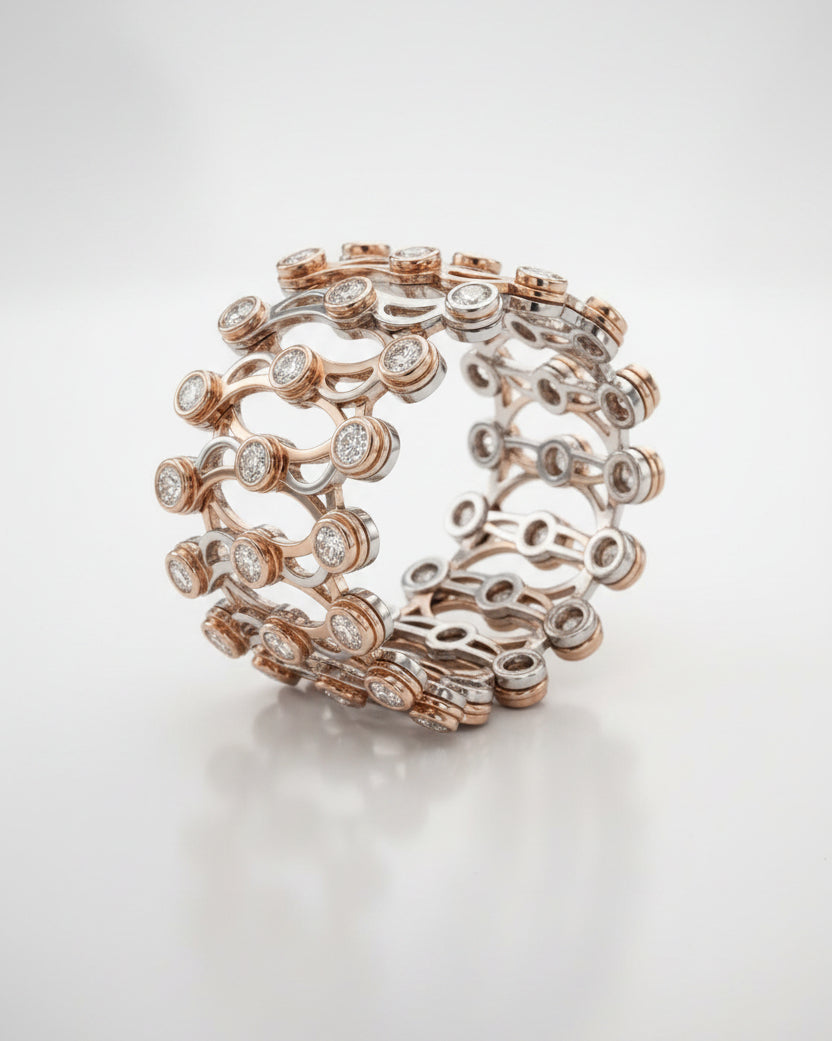 Dual Tone Rose Gold and Silver Convertible Bracelets into Ring