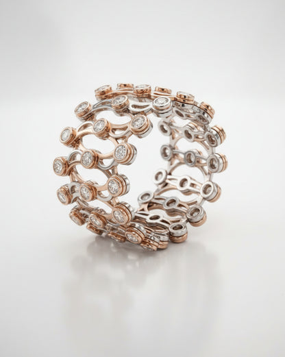 Dual Tone Rose Gold and Silver Convertible Bracelets into Ring