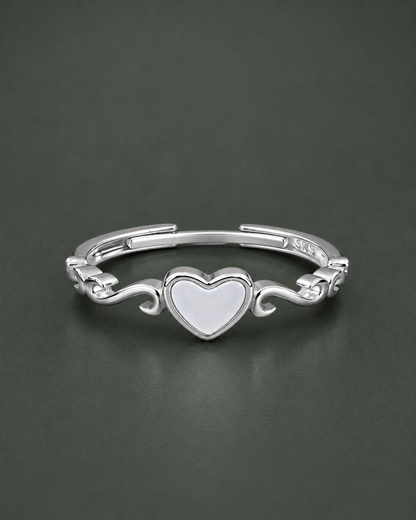 Mother of Pearl Heart Adjustable Ring for Women