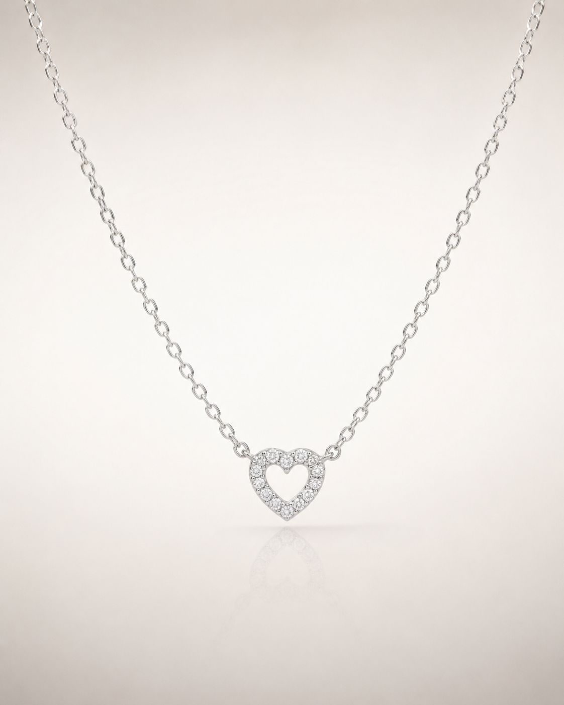 Sterling Silver Open Heart Pendant Necklace